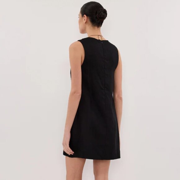 New DISSH LOTUS BLACK LINEN MINI DRESS - Picture 4 of 5